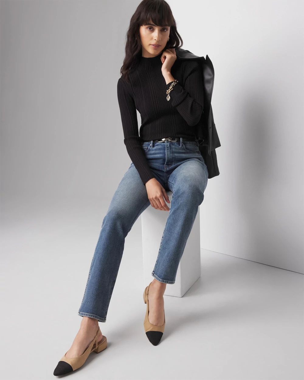 Ribbed Mockneck Sweater | White House Black Market